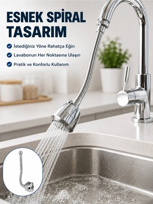 Mikasso Çok Fonksiyonlu Musluk Uzatma Aparatı 360° Hareketli Krom Musluk Başlığı Belirtilmemiş Çok Renkli