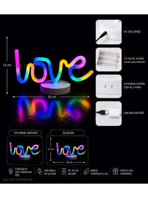 Işık Kasabası Unicorn Neon Işık Gece Lambası USB LED Pilli Masa Üstü Dekorasyon Lambası