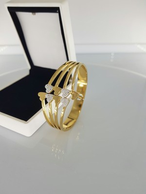 Sones Aksesuar Kalp Taşlı Gold Kadın Çelik Kelepçe