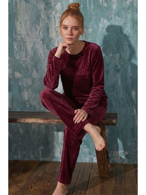 Farya Home Luxury Velvet Fransız Kadife Ekstra Yumuşak Kışlık Pijama Takımı