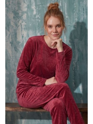 Farya Home Luxury Velvet Fransız Kadife Ekstra Yumuşak Kışlık Pijama Takımı