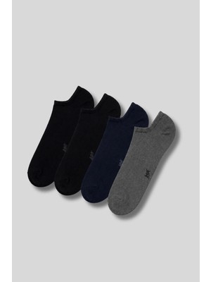 Erkek 4'lü Paket Bambu Sneaker Görünmez Çorap Çok Renkli