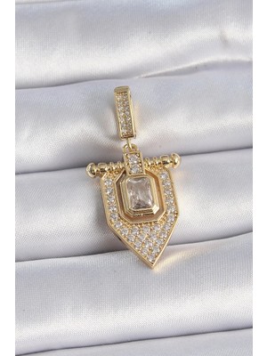 Inure Jewelry Pirinç Gold Renk Baget Zirkon Taşlı Ajda Charm