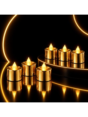 Kuzey Oyuncak 24 Adet Gold Gün Işığı LED Işıklı Mum Gün Işığı Işıklı Tea Light Mum Yılbaşı Noel Mumu Pilli Mum
