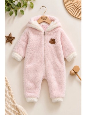 Dinamik çocuk Welsoft Bebek Tulum Kapüşonlu Fermuarlı Peluş Kışlık Kalın Sıcak Unisex Bebek Tulum 6-18AYLIK