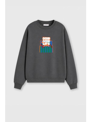 Monila Kadın Premium Kumaş 3 Iplik Şardonlu Baskılı Sweatshirt