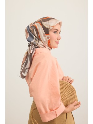 Silk Home Twill Ipek Eşarp Retro Paisley Acı Kahve