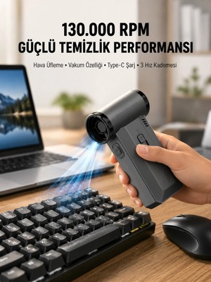 Dorasan 130000 Rpm Çok Fonksiyonlu Şarjlı Hava Üfleme ve Vakum Temizlik Cihazı
