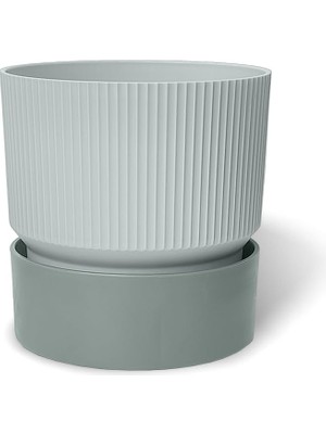 Bemy Ticaret Saksı Dekoratif Tabaklı Çiçek Kaktüs Saksısı Mat Plastik (1 Adet, Gri, 0.4 Litre)