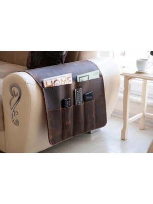 LWA Leather Deri Koltuk Kolçak Düzenleyici, Dergiler, Tabletler, Uzaktan Kumandalar, Kitaplar ve Aksesuarlar Için 7 Cepli El Yapımı