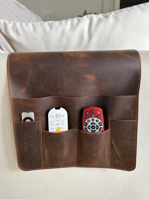 LWA Leather Deri Koltuk Kolçak Düzenleyici, Dergiler, Tabletler, Uzaktan Kumandalar, Kitaplar ve Aksesuarlar Için 5 Cepli El Yapımı
