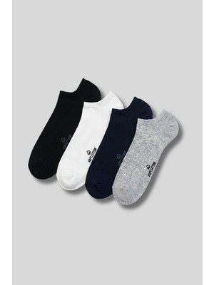 Erkek 4'lü Paket Pamuk Sneaker Görünmez Çorap Çok Renkli