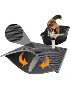 Dorasan Kedi Tuvalet Önü Kum Toplayıcı Temizleyici Elekli Gri Paspas