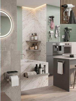 Eyzo Home Paslanmaz Çelik Modern Banyo Aksesuar & Düzenleyici Seti 5’li Ful Paket (Suya ve Neme Dayanıklı Inox)