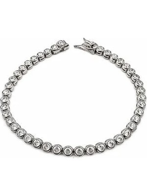 Defne Silver 3 mm 18 cm Bezel Suyolu Bileklik