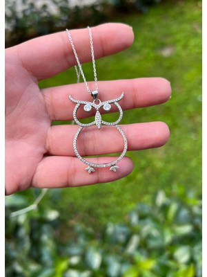 Defne Silver Taşlı Baykuş Kolye