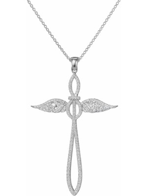 Defne Silver Angel Cross Kolye