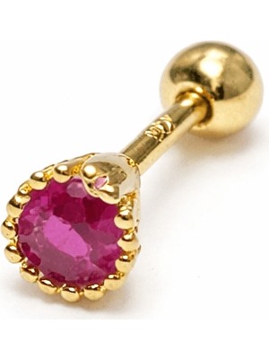 Defne Silver Gümüş Kırmızı Taşlı Damla Piercing