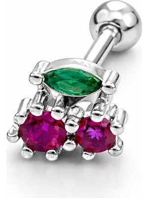 Defne Silver Gümüş Renkli Taşlı Piercing