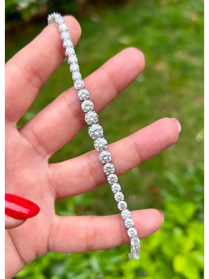 Defne Silver 5 Ct Mozanit Bileklik