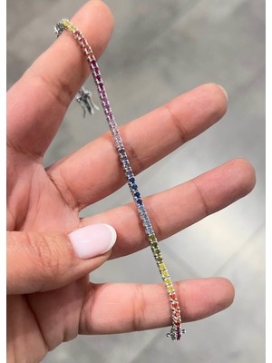 Defne Silver Mixcolor Suyolu Bileklik 2 mm 17 cm