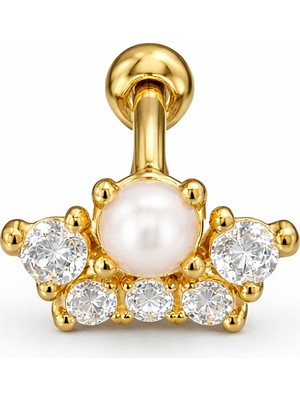Defne Silver Gümüş Incili Piercing