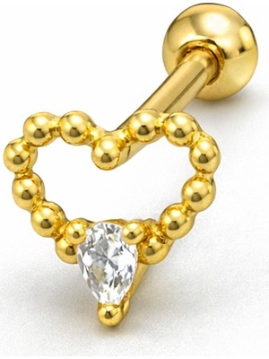 Defne Silver Gümüş Kalp Piercing