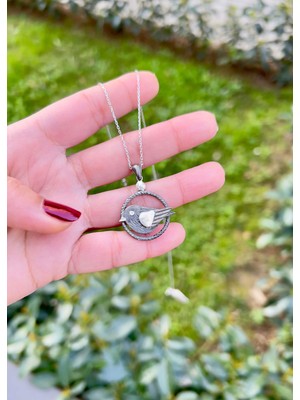 Defne Silver Vintage Kuş Kolye