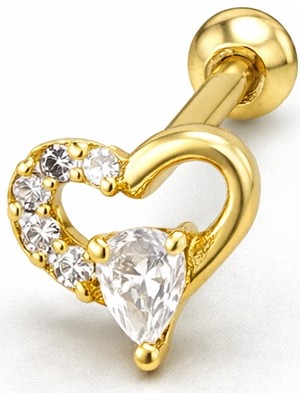 Defne Silver Gümüş Kalp Piercing
