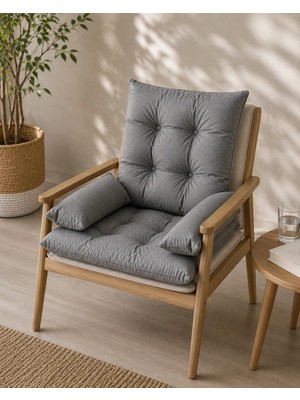 Yuvina 45X80 cm Sandalye Minderi Seti – Sırt ve Oturma Minderi+ 2 Adet 25X40CM Kolçak, 8 Punto Dikişli, Kalın Dolgulu, Iç ve Dış Mekan Kullanımı