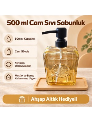PratikBir Sarı Cam Sıvı Sabunluk - 500 ml