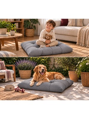 Yuvina 70X70 cm Kapitone Yer Minderi – Kare Oturma Minderi – Ev, Balkon, Bahçe ve Mutfak Için