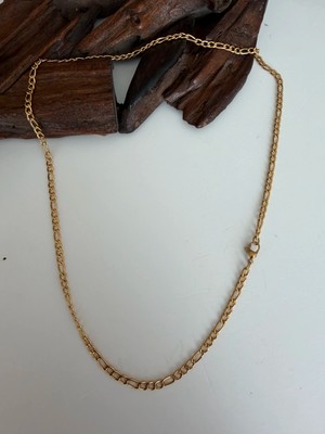 Aida Jewelss Üst Segment Salaş Gold Renk Figaro Çelik Zincir Kolye 55 cm Kolye Erkek Çelik Zincir Kolye