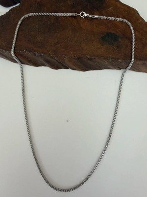 Aida Jewelss Üst Segment Salaş Örgü Çelik Zincir Kolye 55 cm Erkek Zincir Kolye Erkek Çelik Zincir Kolye