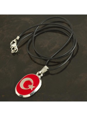 Esranın Dünyası Ay Yıldız Metal Vinlex Deri Kolye