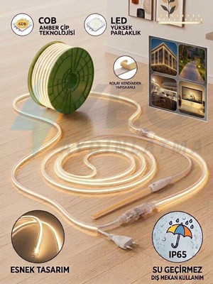 Yeo Aydınlatma Cob LED Şerit Aydınlatma Gün Işığı (3000K) - Kendinden Yapışkanlı, IP65 Su Geçirmez Dış Mekan & Iç Mekan Esnek LED