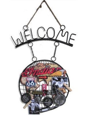 Dekoratif Metal Kapı Welcome Motosiklet Dekorlu Hediyelik
