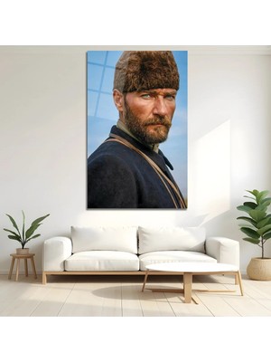 Mgi Design Modern Atatürk Portre 4mm Temperli Cam Tablo Dekoratif Duvar Tablosu Modern Salon Duvar Dekoru Oturma Odası Yatak Odası Tablosu Lüks Ev Dekorasyonu Duvar Sanatı Ofis Antre Koridor Mutfak Tablosu