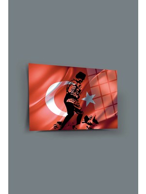 Mgi Design Atatürk Cam Tablo | Sanatsal Duvar Dekoru | Solmayan Canlı Renkler | Mutfak ve Yemek Alanı | Sevdiklerinize Hediyelik | Dayanıklı Cam Yapı