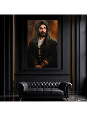 Mgi Design Hz. Ali Portresi Islami Cam Tablo, Temperli Cam Dini Duvar Tablosu, Uv Baskılı Salon Ofis Duvar Dekoru, Modern Ayet ve Dua Temalı Manevi Hediyelik Tablo