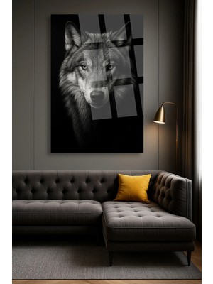 Mgi Design Siyah Asil Kurt Ulrta Cam Tablo | Modern Sanat Tablosu | Parlak ve Net Görüntü | Kafe ve Ofis Için | Anlamlı Hediye Seçeneği | Kolay Montaj Askılı