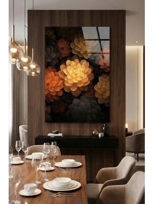 Mgi Design Kırılmaz Cam Tablo   (Kalın) - Ev Işyeri Duvar Dekorasyonu - Soyut Çiçek Tasarımlar (Dikey) - Botanik Floral Zarif Pastel Salon Yatak Odası Temperli Uv Baskılı Hediyelik
