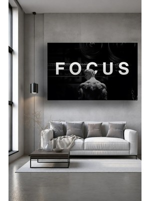 Mgi Design Focus Motivasyon Fitness Cam Tablo | Şık Duvar Tablosu | Parlak ve Net Görüntü | Yatak Odası ve Antre | Ev Hediyesi | Dayanıklı Cam Yapı