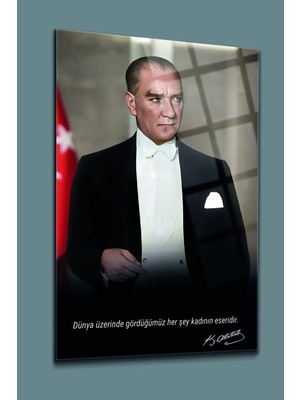 Mgi Design Atatürk Vatan Bayrak Cam Tablo | Modern Sanat Tablosu | Canlı Renkli Baskı | Ofis ve Çalışma Odası | Anlamlı Hediye Seçeneği | Kolay Montaj Askılı