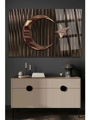Mgi Design Metalik Türk Bayrağı 3b Değildir. Cam Tablo | Modern Duvar Dekoru | Parlak ve Net Görüntü | Kafe ve Ofis Için | Yeni Ev Hediyesi | 4mm Kırılmaz Cam