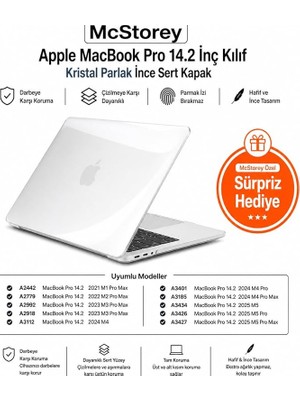 MacBook Pro 14.2 Inç Kılıf A2442 A2779 A2918 A2992 A3112 A3401 A3185 A3434 A3426 A3427 Uyumlu Kristal Parlak Şeffaf Sert Kapak Hard Case Ince Koruyucu Şeffaf