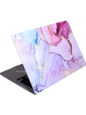 MacBook Air 13.3 Inç Kılıf A1932 A2179 A2337 M1 Uyumlu Hard Case Sert Koruyucu Kapak Premium Desenli Ince Hafif Laptop Kılıfı - Lavanta Düşü