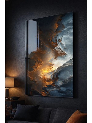 Mgi Design Kırılmaz Cam Tablo   (Kalın) - Ev Işyeri Duvar Dekorasyonu - Soyut Tasarımlar (Dikey) - Sanatsal Renkli Minimal Şık Yatak Odası Salon Antre Temperli Uv Baskılı