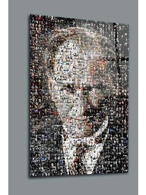 Mgi Design Atatürk Binlerce Fotoğraf Tek Portre Ulta Cam Tablo | Modern Duvar Dekoru | Uv Baskılı Canlı Renkler | Ev ve Iş Yeri | Yeni Ev Hediyesi