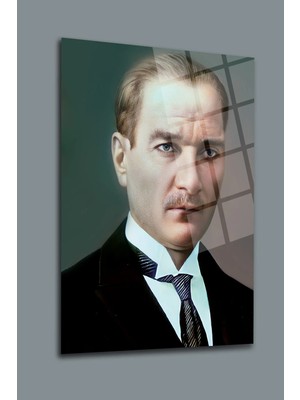 Mgi Design Atatürk Cam Tablo | Sanatsal Duvar Dekoru | Solmayan Canlı Renkler | Mutfak ve Yemek Alanı | Sevdiklerinize Hediyelik | Dayanıklı Cam Yapı